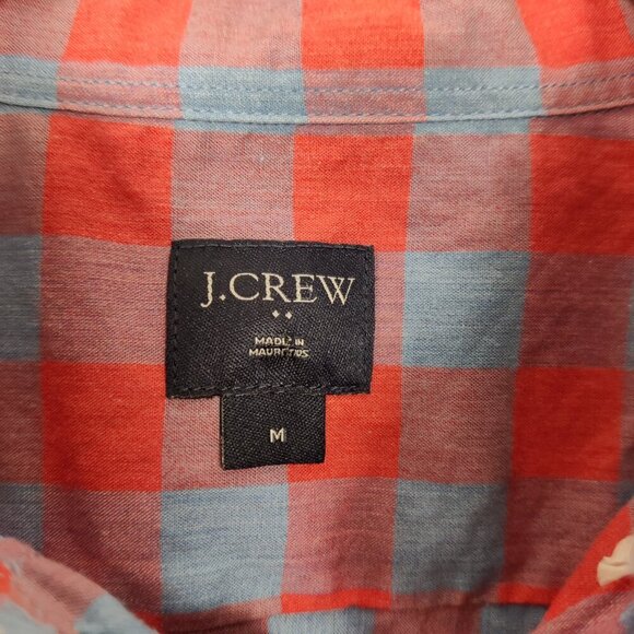 J. Crew Men's Button Down Plaid Shirt in Red Blue Size Medium 100% Cotton Office - Picture 3 of 7